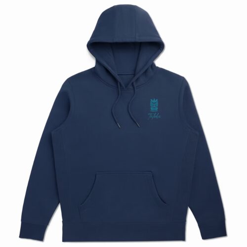 front view of taloha blue island attitude, mountain altitude hoodies