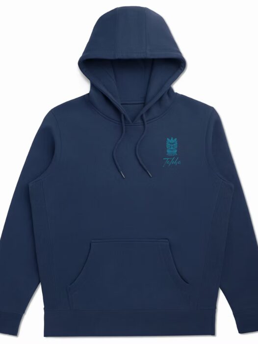 front view of taloha blue island attitude, mountain altitude hoodies