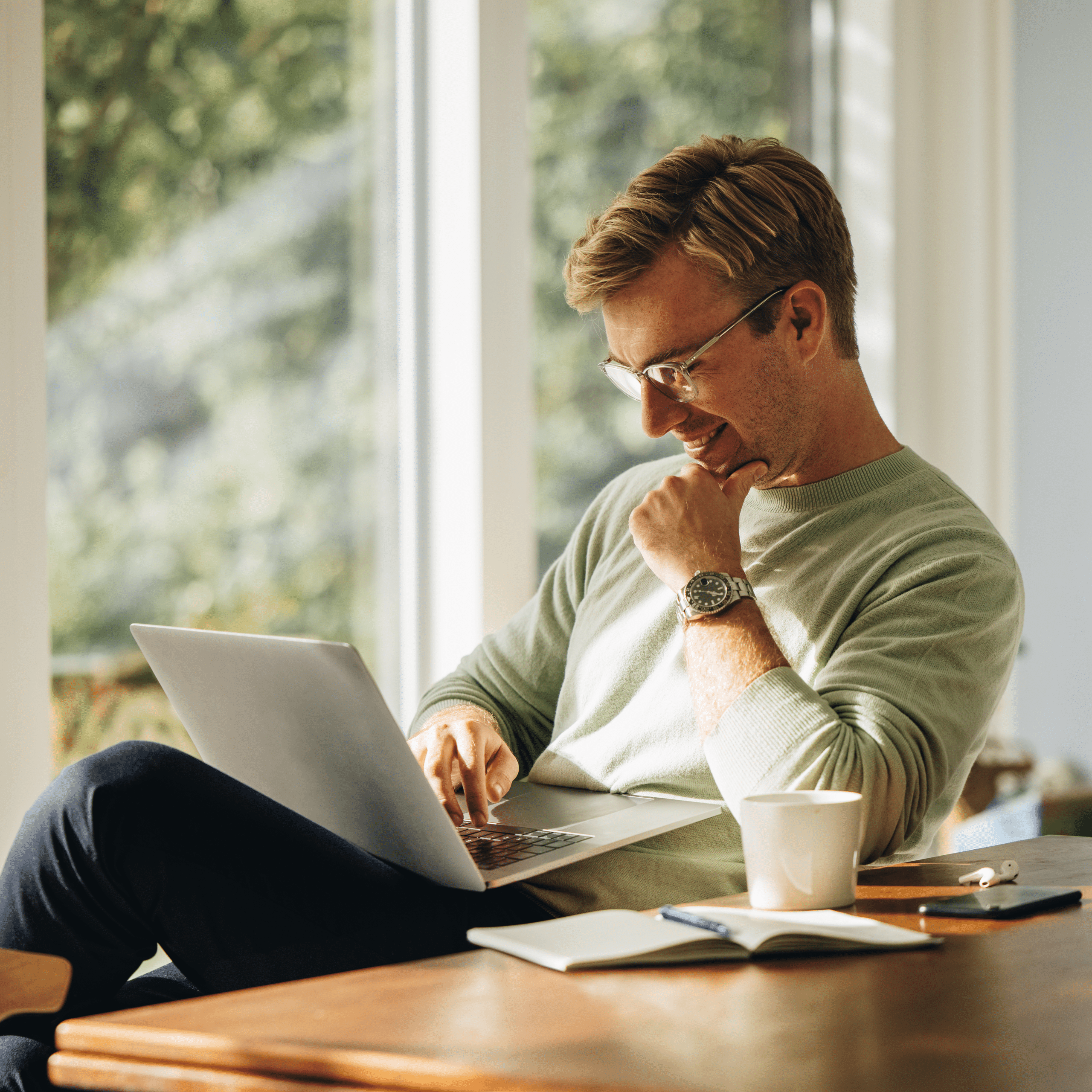 Man looking at a laptop